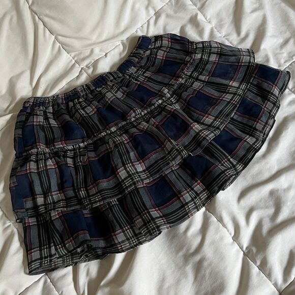Vintage Y2K School Girl Navy Blue Tiered Plaid Mini Skirt from Charlotte Russe - Picture 1 of 6